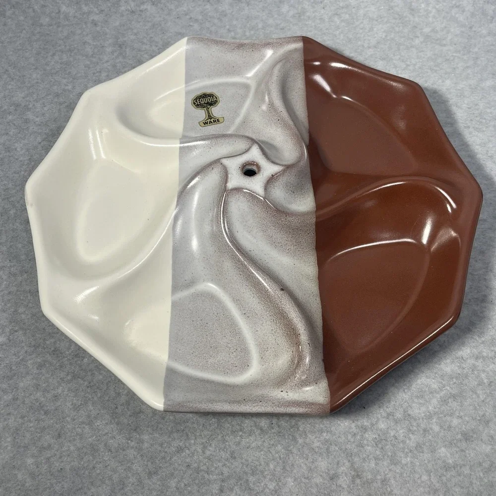 Vintage Sequoia Ware Ceramic Divided‎ Plate Mid Century Modern USA 11 Inch READ